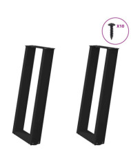 Pieds de table console en U, 2 pièces, noir, 28 x (72-73) cm, acier | Mobilier & Déco