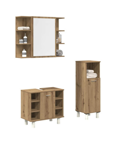 Ensemble de meubles salle de bain 3 pcs bois d'ingénierie | Mobilier & Déco