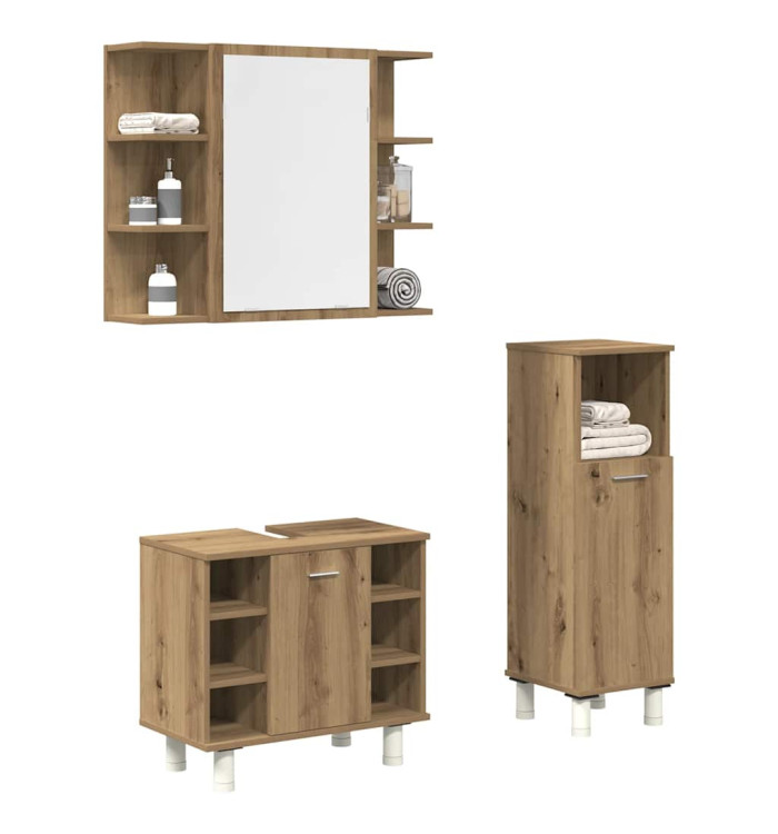 Ensemble de meubles salle de bain 3 pcs bois d'ingénierie | Mobilier & Déco