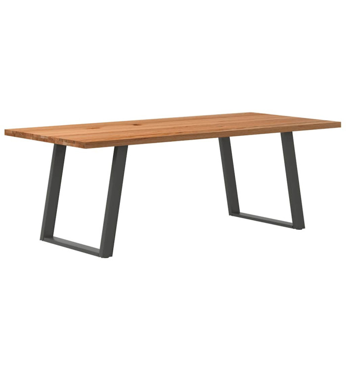Table à manger marron clair bois de chêne massif rectangulaire | Mobilier & Déco