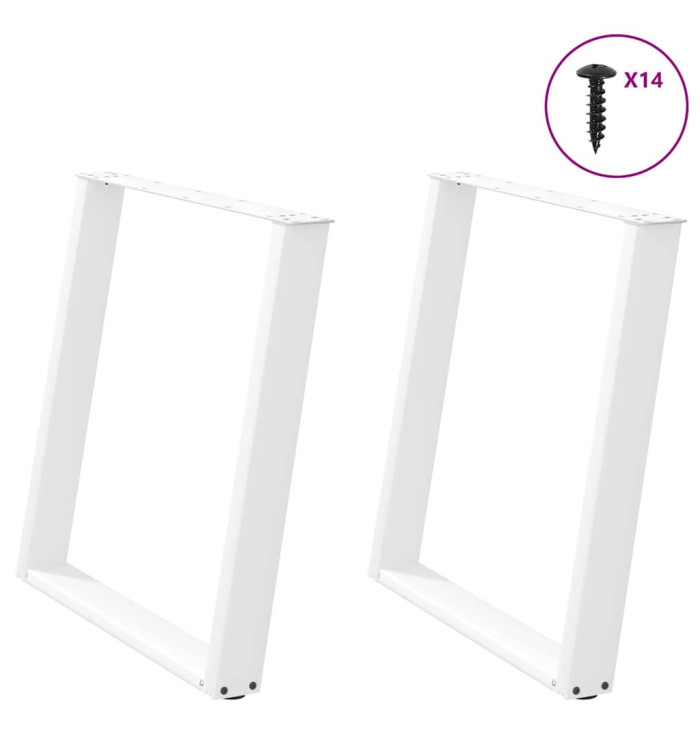 Pieds de table à manger en U 2 pièces Blanc 80 x (72-73) cm Acier | Mobilier & Déco