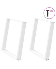 Pieds de table à manger en U 2 pièces Blanc 80 x (72-73) cm Acier | Mobilier & Déco