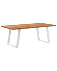 Table à manger marron clair bois de chêne massif rectangulaire | Mobilier & Déco