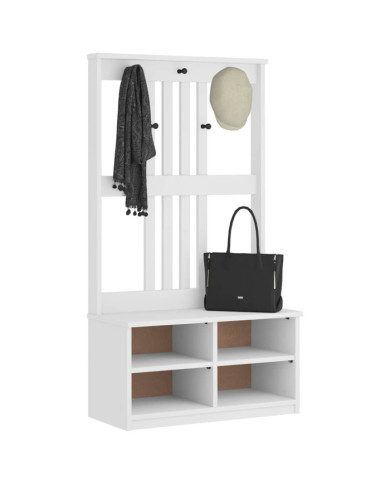 Portemanteau SANDENS blanc 87x40x159,5 cm bois massif pin | Mobilier & Déco