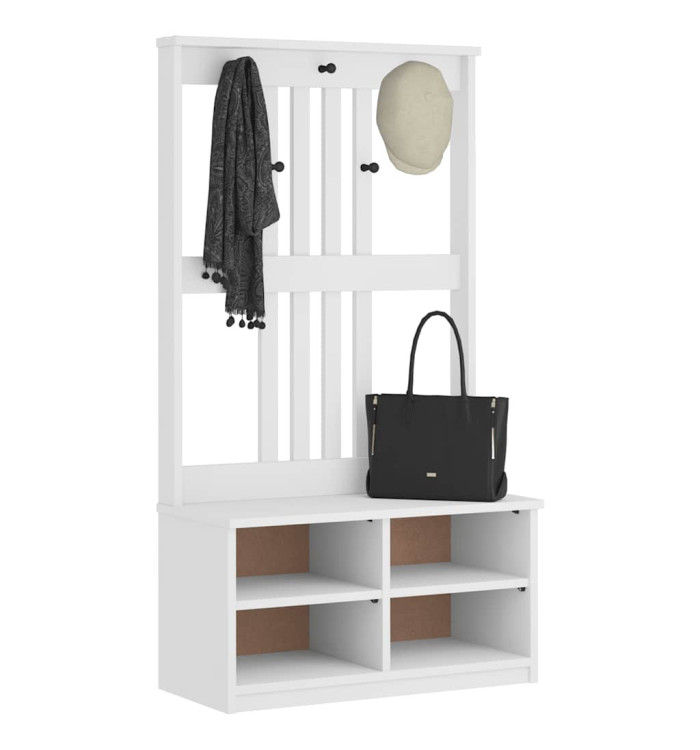 Portemanteau SANDENS blanc 87x40x159,5 cm bois massif pin | Mobilier & Déco