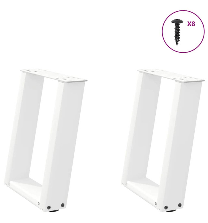 Pieds de table basse en U 2 pièces Blanc 28 x (42-43) cm Acier | Mobilier & Déco