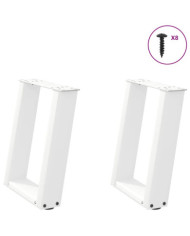 Pieds de table basse en U 2 pièces Blanc 28 x (42-43) cm Acier | Mobilier & Déco