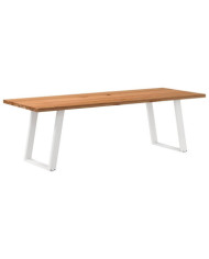 Table à manger marron clair bois de chêne massif rectangulaire | Mobilier & Déco