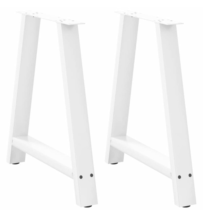 Pieds de table à manger en forme de A 2 pièces Blanc 70 x (72-73) cm Acier | Mobilier & Déco