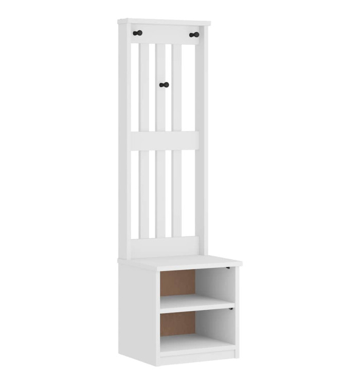 Portemanteau SANDENS blanc 45x40x159,5 cm bois massif pin | Mobilier & Déco