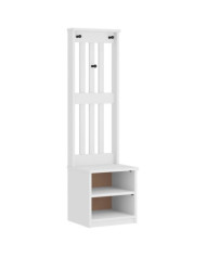 Portemanteau SANDENS blanc 45x40x159,5 cm bois massif pin | Mobilier & Déco