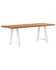 Table à manger marron clair bois de chêne massif rectangulaire | Mobilier & Déco