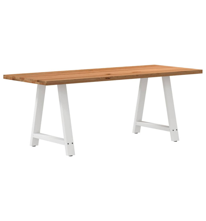 Table à manger marron clair bois de chêne massif rectangulaire | Mobilier & Déco