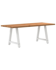 Table à manger marron clair bois de chêne massif rectangulaire | Mobilier & Déco