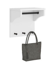Porte-manteau mural SANDNES blanc 43x30x42 cm bois massif pin | Mobilier & Déco