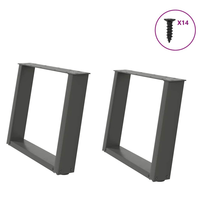 Pieds de table basse en U 2 pièces Anthracite 70 x (42-43) cm Acier | Mobilier & Déco