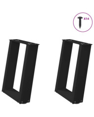 Pieds de table basse en U 2 pièces Noir 38 x (42-43) cm Acier | Mobilier & Déco