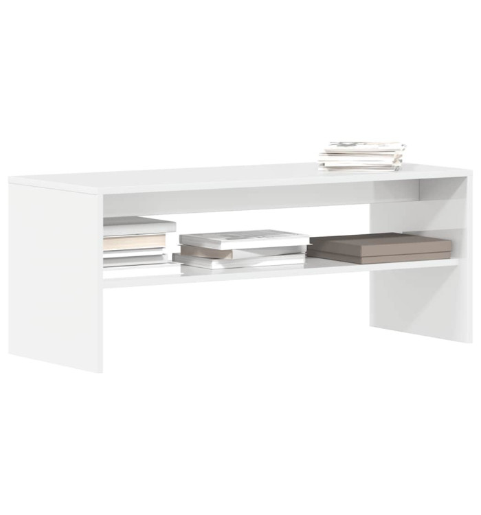 Meuble TV Blanc brillant 100 x 40 x 40 cm Aggloméré | Mobilier & Déco
