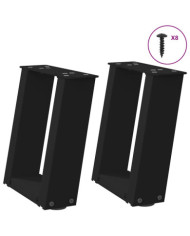 Pieds de table basse en U 2 pièces Noir 30 x (30-31) cm Acier | Mobilier & Déco
