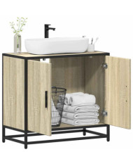 Armoire lavabo de salle de bain chêne sonoma bois d'ingénierie | Mobilier & Déco