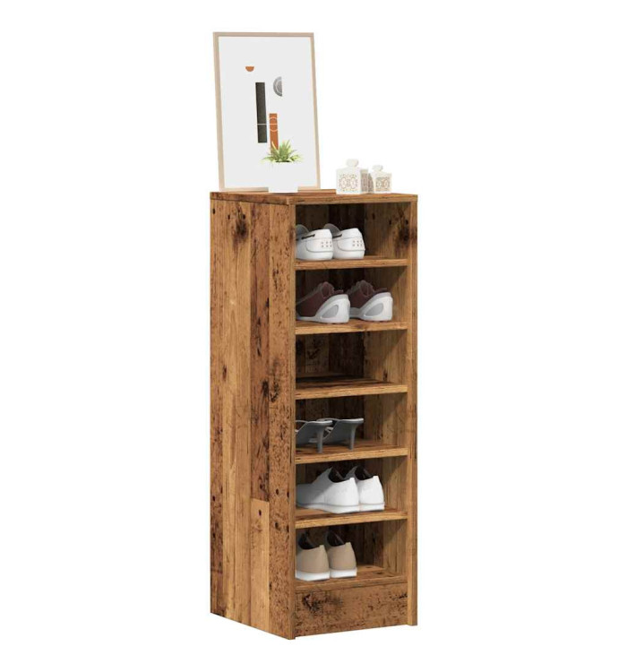 Armoire à chaussures vieux bois 32x35x92 cm bois d'ingénierie | Mobilier & Déco
