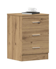 Table de chevet chêne artisanal 38x35x55 cm bois d’ingénierie | Mobilier & Déco