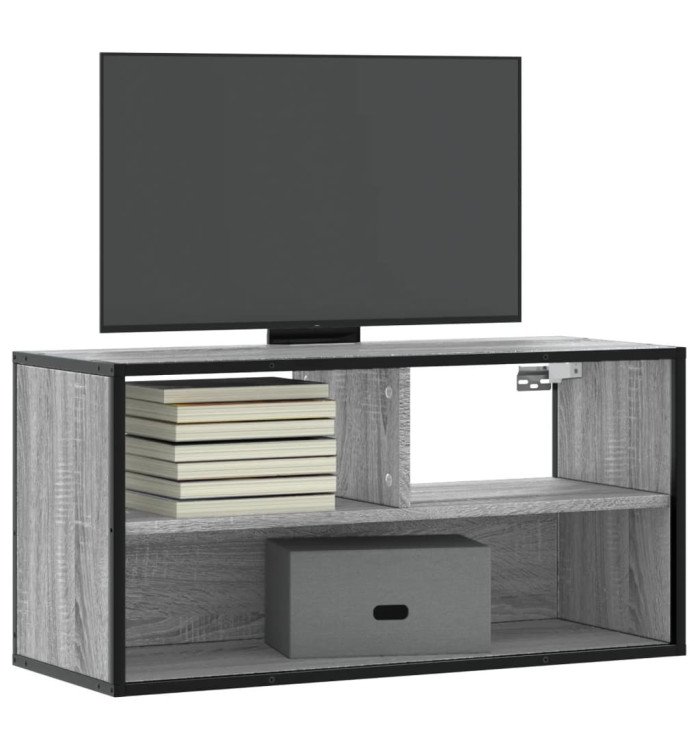 Meuble TV sonoma gris 80x31x39,5 cm bois d'ingénierie et métal | Mobilier & Déco