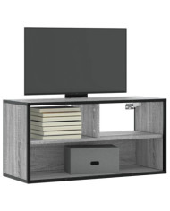Meuble TV sonoma gris 80x31x39,5 cm bois d'ingénierie et métal | Mobilier & Déco
