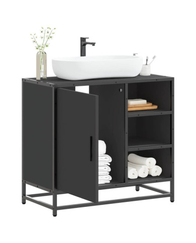 Armoire de lavabo de salle de bain noir 65x33x60 cm | Mobilier & Déco