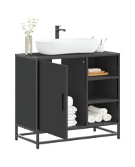 Armoire de lavabo de salle de bain noir 65x33x60 cm | Mobilier & Déco
