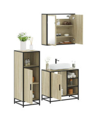 Ensemble de meubles de salle de bain 3 pcs chêne sonoma | Mobilier & Déco
