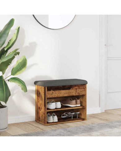 Banc à chaussures vieux bois 62x32x50 cm bois d'ingénierie | Mobilier & Déco