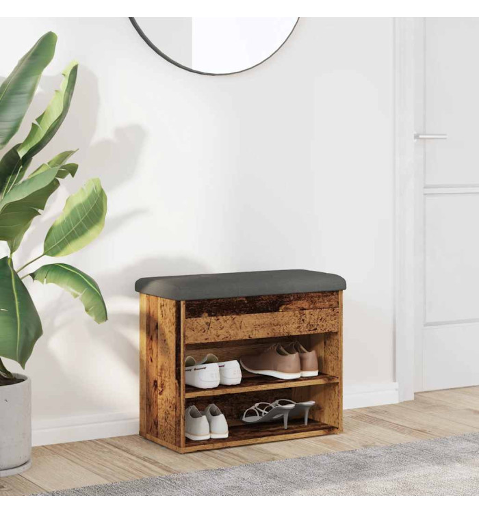 Banc à chaussures vieux bois 62x32x50 cm bois d'ingénierie | Mobilier & Déco