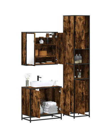 Ensemble de meubles de salle de bain 3 pcs Chêne fumé | Mobilier & Déco