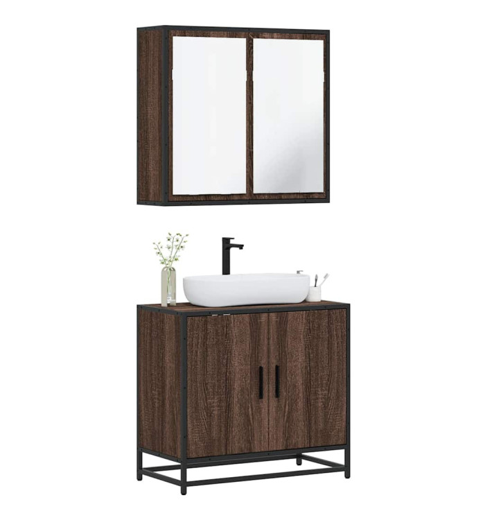 Ensemble de meubles de salle de bain 2 pcs Chêne marron | Mobilier & Déco