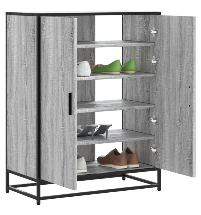 Meuble à chaussures sonoma gris bois d'ingénierie et métal | Mobilier & Déco