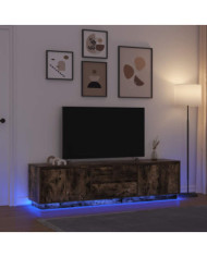 Meuble TV avec lumières LED chêne fumé 193,5x41x50 cm | Mobilier & Déco