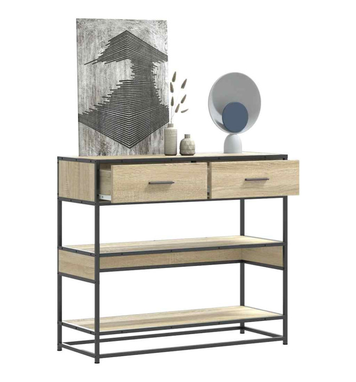 Table console chêne sonoma 90x35x80 cm bois d'ingénierie | Mobilier & Déco