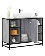 Armoire lavabo de salle de bain sonoma gris bois d'ingénierie | Mobilier & Déco