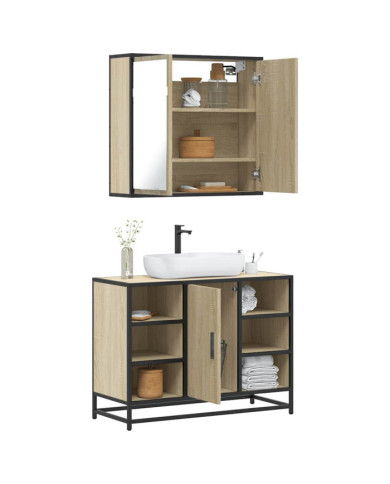Ensemble de meubles de salle de bain 2 pcs chêne sonoma | Mobilier & Déco