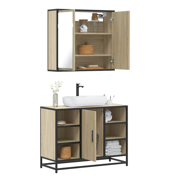Ensemble de meubles de salle de bain 2 pcs chêne sonoma | Mobilier & Déco