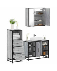 Ensemble de meubles de salle de bain 3 pcs Sonoma gris | Mobilier & Déco