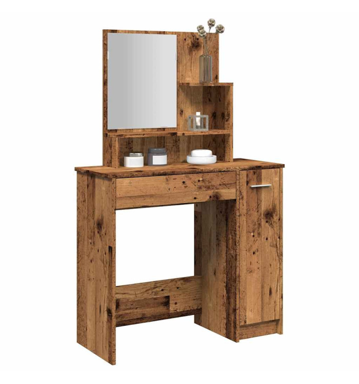 Coiffeuse avec miroir vieux bois 86,5x35x136 cm | Mobilier & Déco