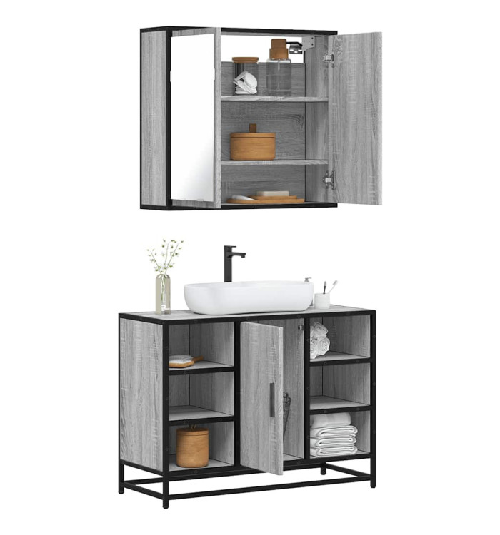 Ensemble de meubles de salle de bain 2 pcs Sonoma gris | Mobilier & Déco