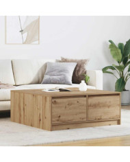 Table basse avec tiroirs chêne artisanal 100x100x40 cm | Mobilier & Déco
