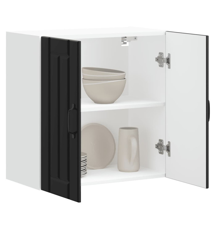 Armoire murale de cuisine Lucca noir bois d'ingénierie | Mobilier & Déco