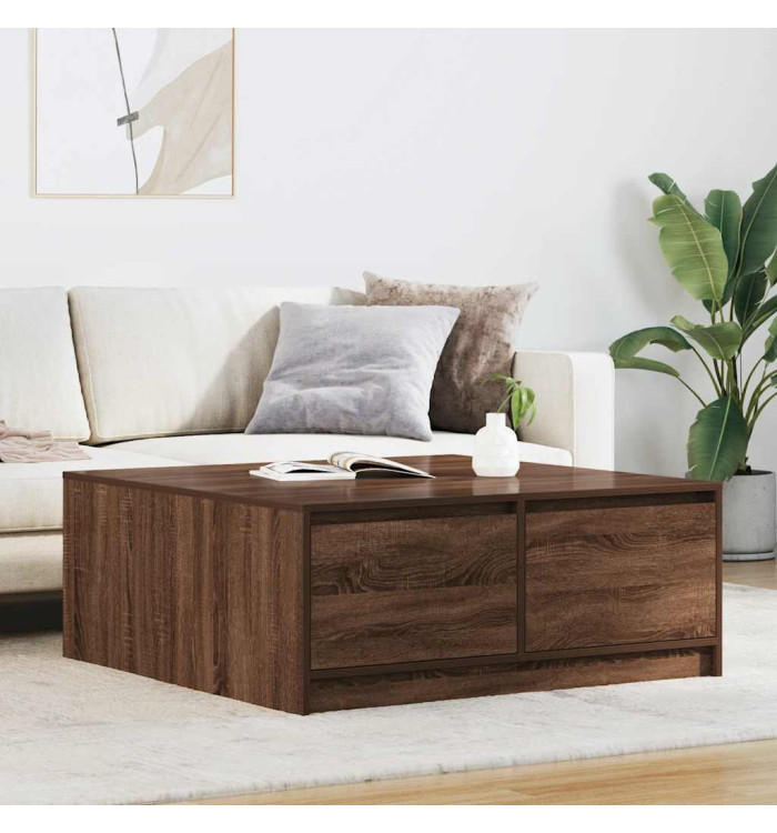 Table basse avec tiroirs chêne marron 100x100x40 cm | Mobilier & Déco