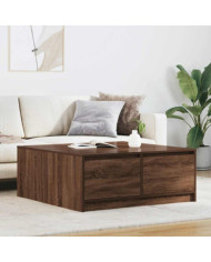 Table basse avec tiroirs chêne marron 100x100x40 cm | Mobilier & Déco