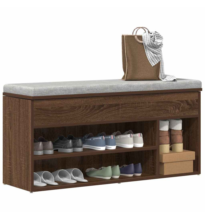 Banc à chaussures chêne marron 102x30,5x45 cm bois d'ingénierie | Mobilier & Déco