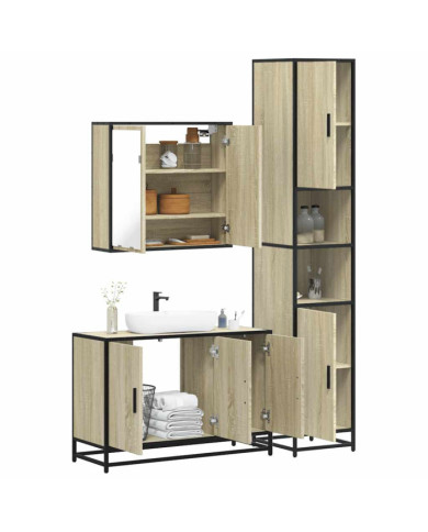 Ensemble de meubles de salle de bain 3 pcs chêne sonoma | Mobilier & Déco